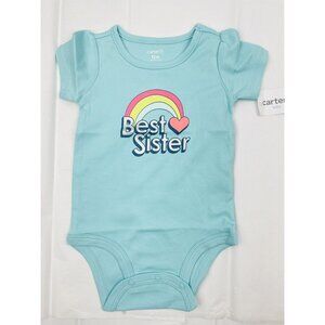 Carter’s Baby Girls 100% Cotton Short Sleeve Bodysuit 12M “BEST SISTER”